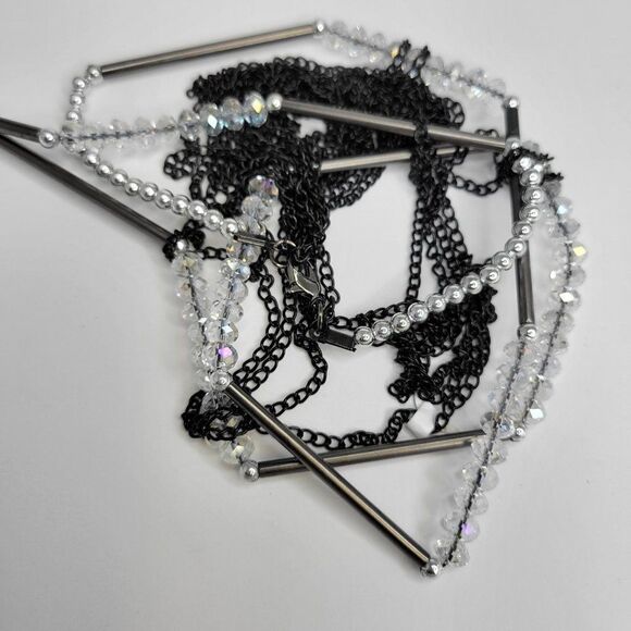 Multistrand Clear White Beads Necklace - Picture 8 of 10